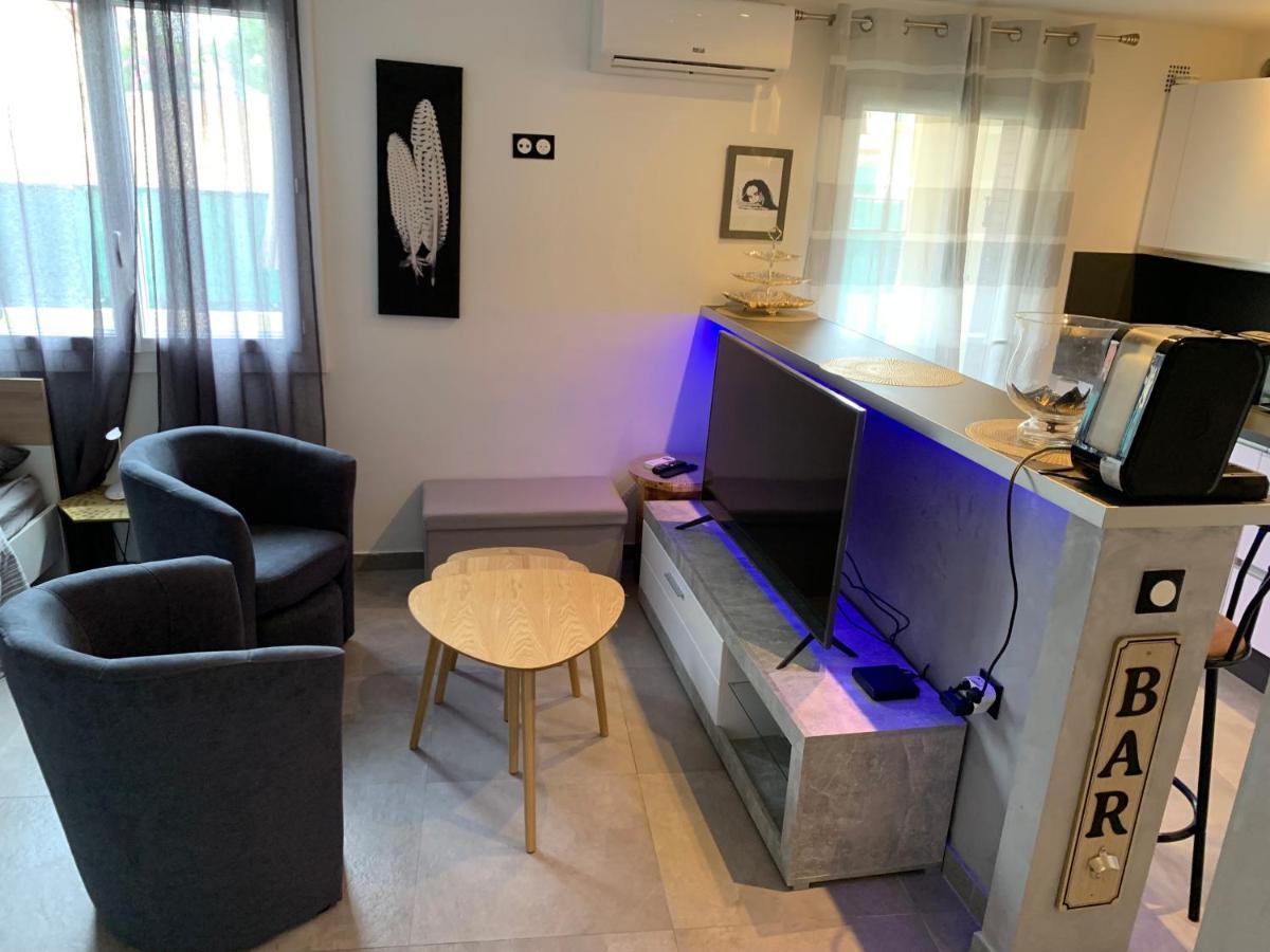 Grand Studio Tres Agreable Avec Bar, Cuisine Et Terrasse Cagnes-sur-Mer Luaran gambar